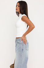 No Apologies Needed High Neck Top White