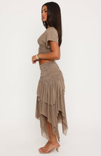 Cascade Around Me Midi Skirt Mushroom