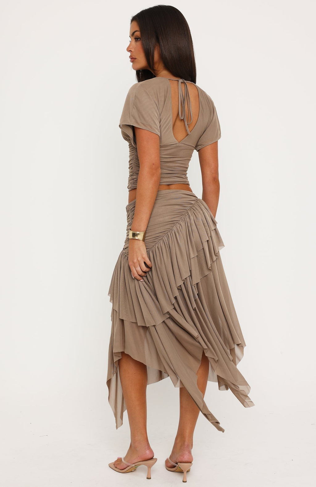 Cascade Around Me Midi Skirt Mushroom