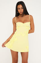 Flirty In Flora Mini Dress Lemon