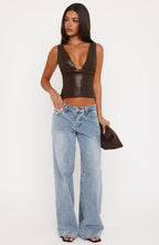 For Her Only Pu Bustier Chocolate