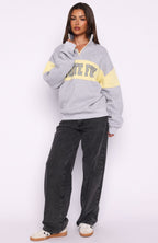 Show Yourself Zip Front Sweater Dark Grey Marle