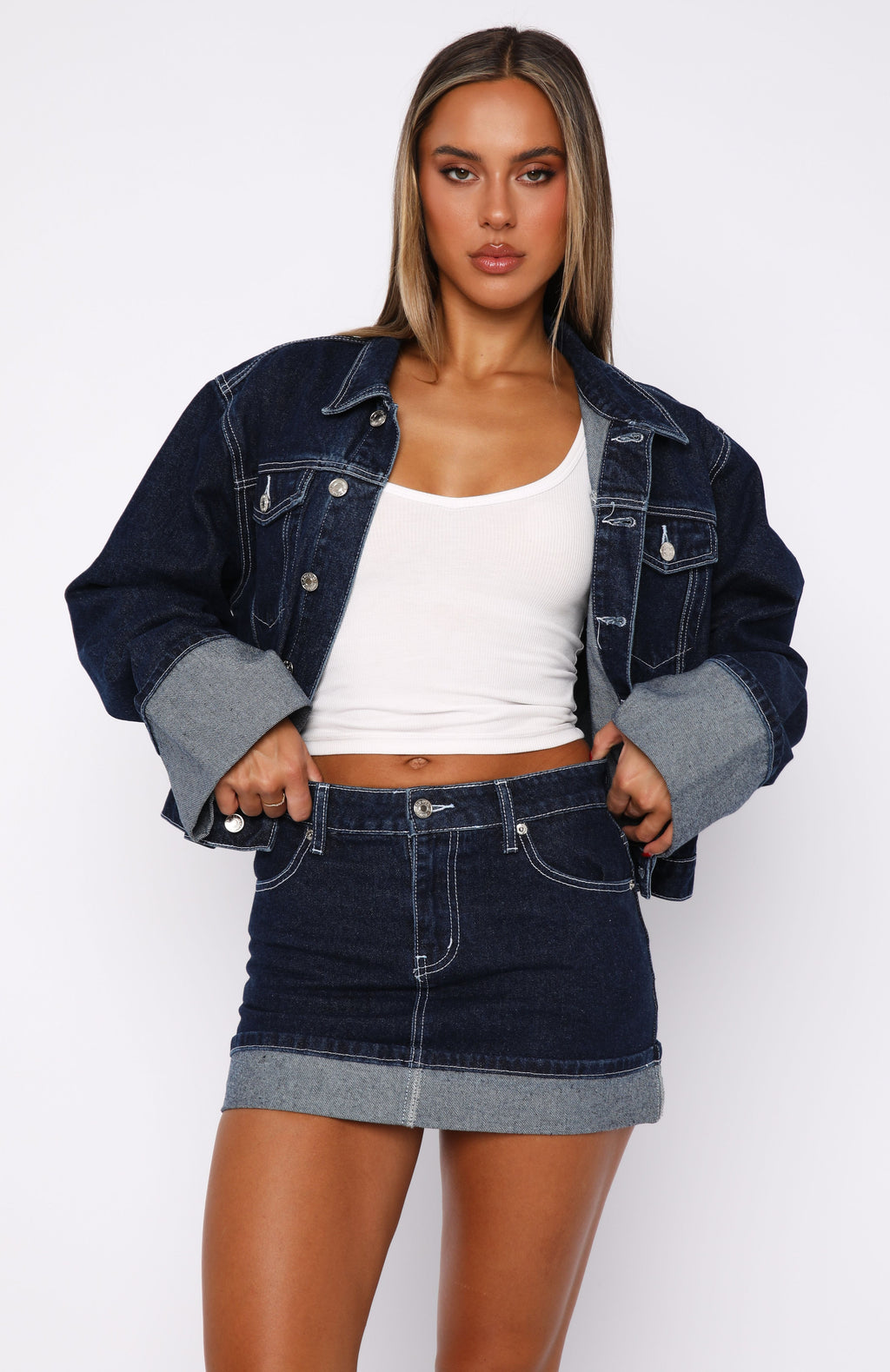Charlotte Denim Mini Skirt Dark Indigo Wash