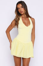 She's Untouchable Halter Neck Mini Dress Lemon