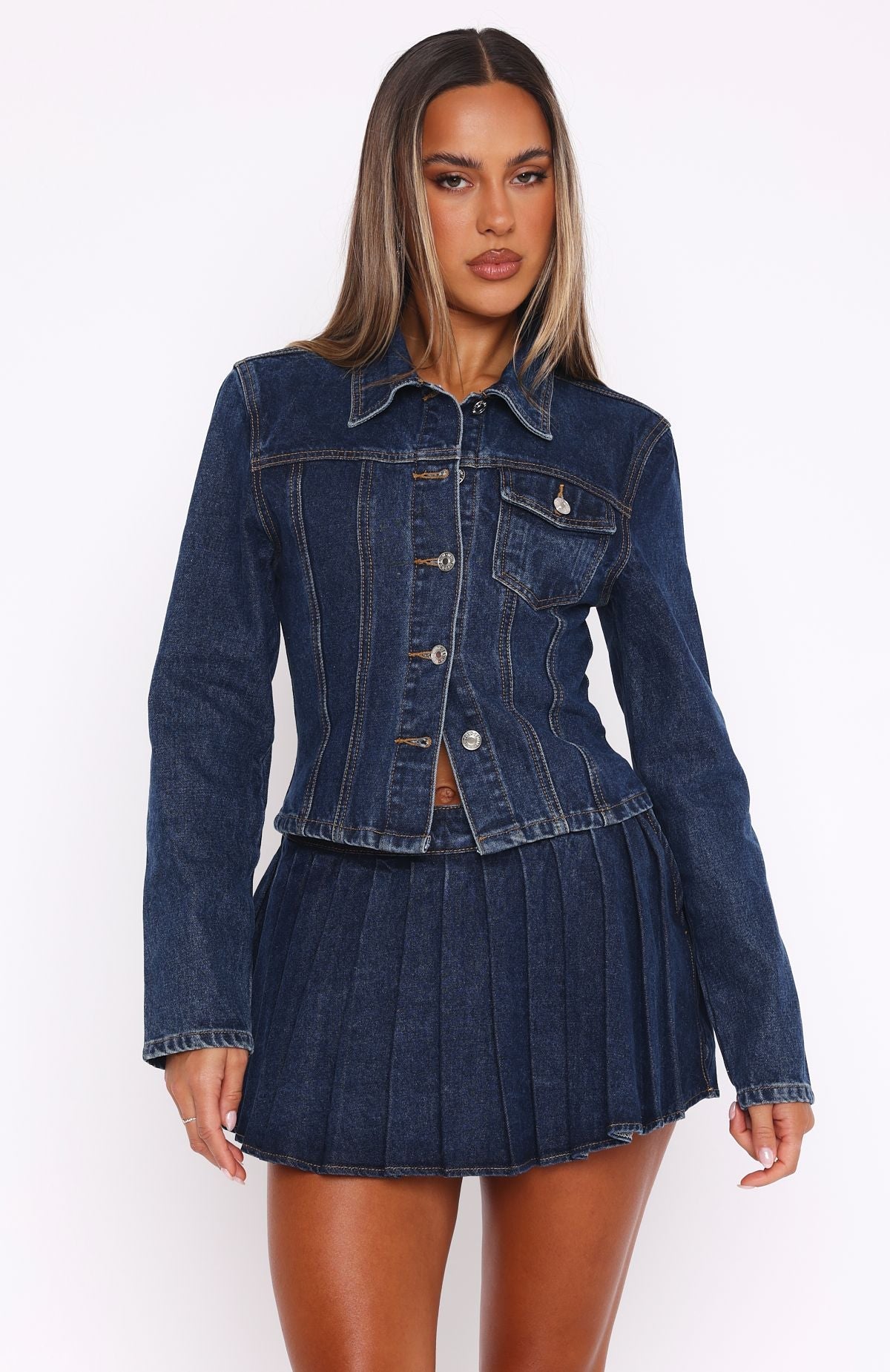 Ayla Denim Mini Skort Dark Blue Wash