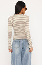 Gentle Glow Long Sleeve Top Oat/Cream Stripe