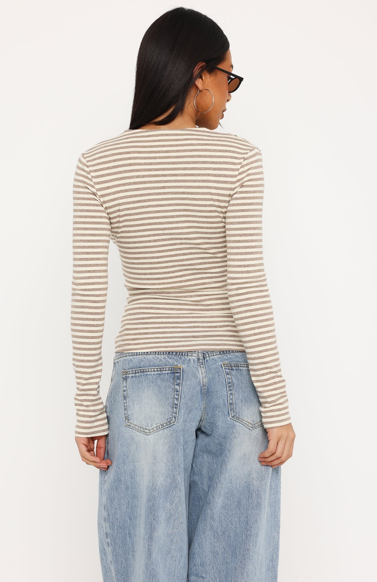 Gentle Glow Long Sleeve Top Oat/Cream Stripe