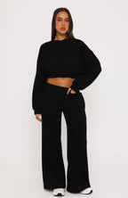 Give You A Break Wide Leg Sweatpants Black