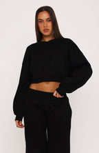 Give You A Break Cropped V Neck Boxy Sweater Black