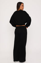 Give You A Break Wide Leg Sweatpants Black