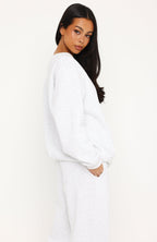Give You A Break V Neck Oversized Sweater Grey Marle
