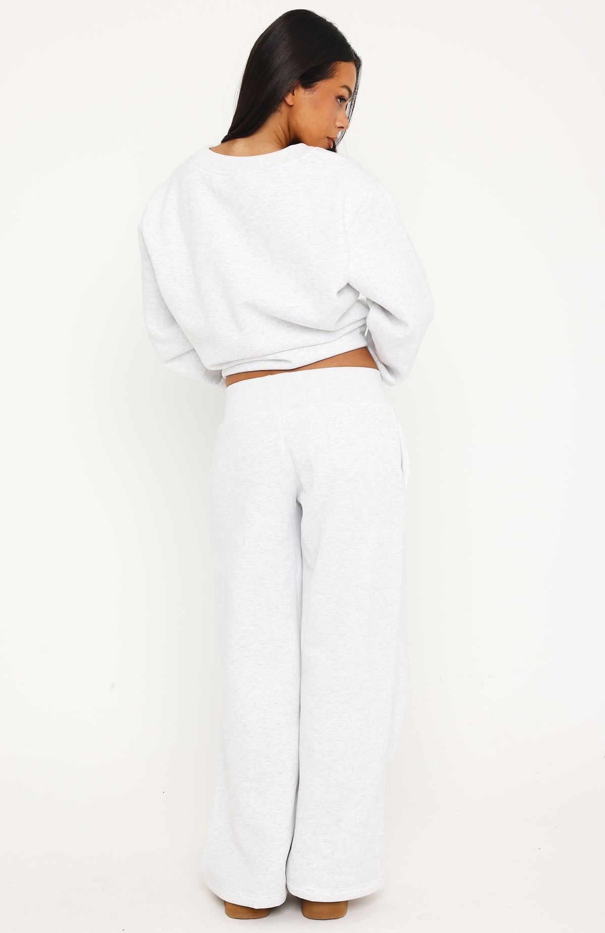 Give You A Break Wide Leg Sweatpants Grey Marle