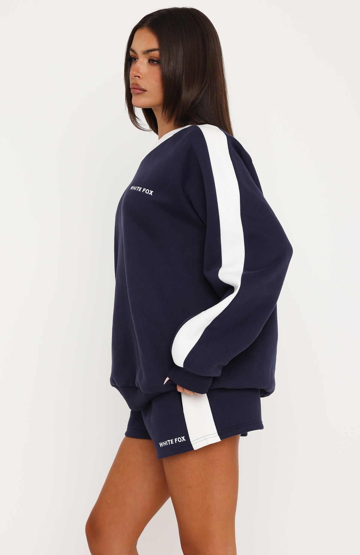 Give You A Break V Neck Oversized Sweater Navy