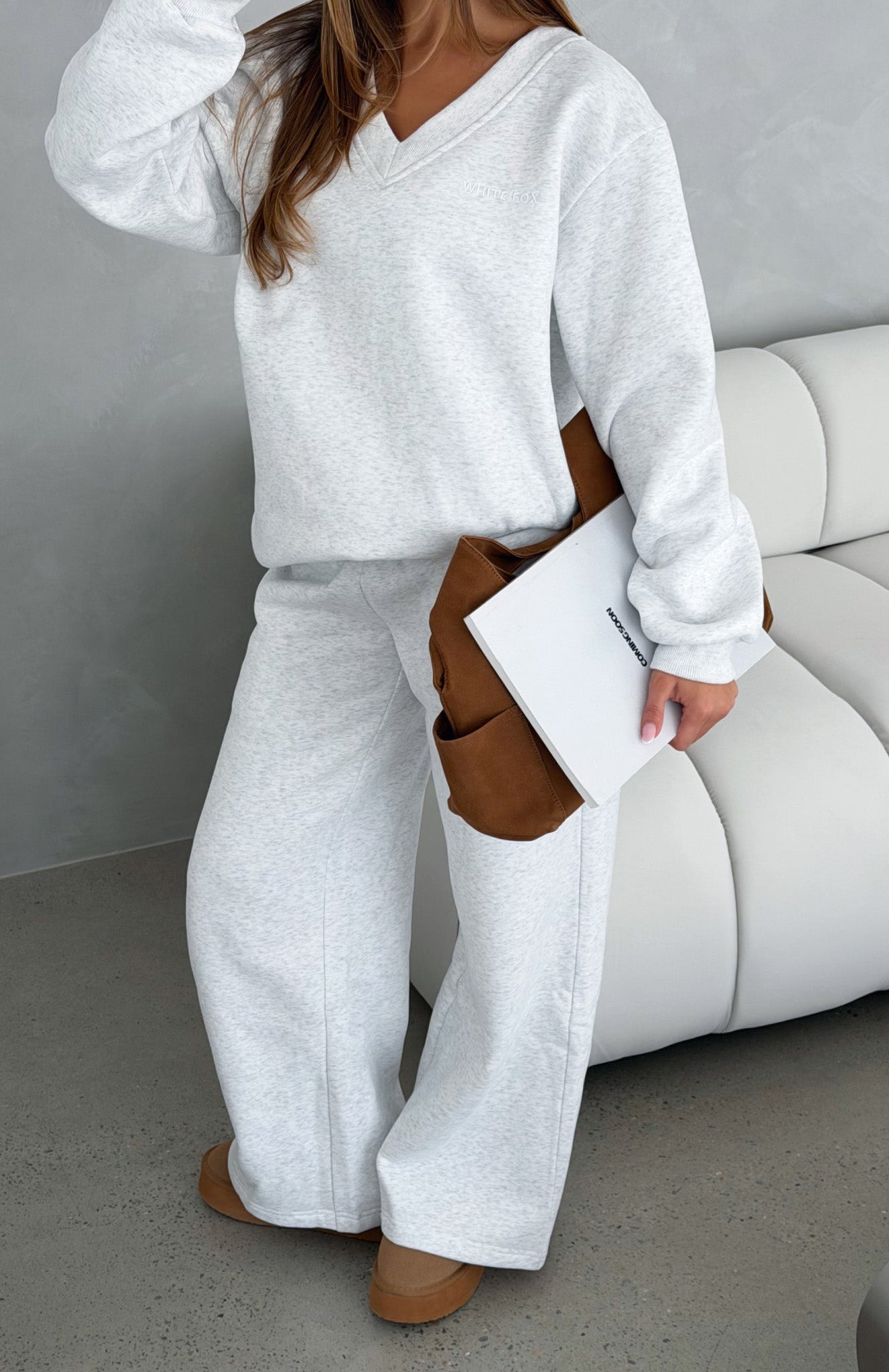 Give You A Break Wide Leg Sweatpants Grey Marle