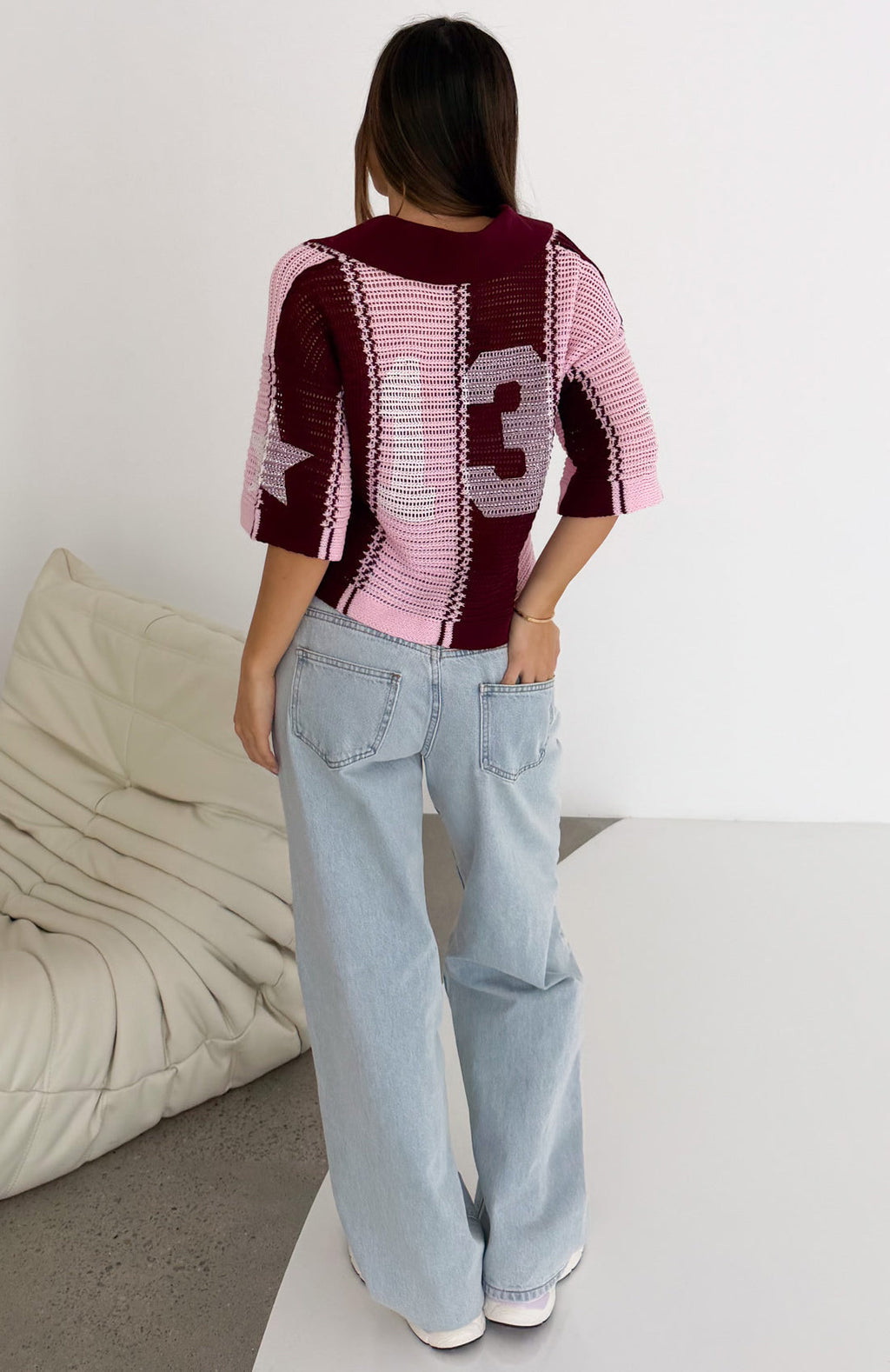 Golden Getaway Crochet Jersey Berry/Pink Stripe