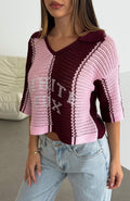 Golden Getaway Crochet Jersey Berry/Pink Stripe