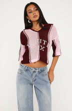 Golden Getaway Crochet Jersey Berry/Pink Stripe