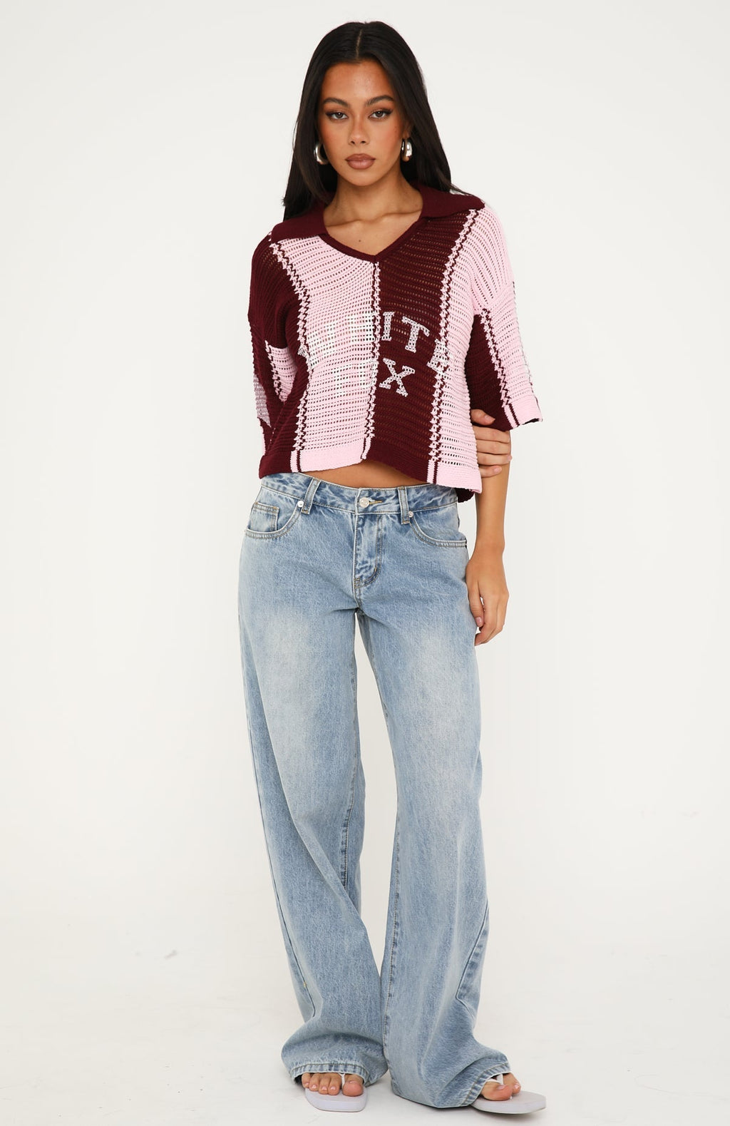 Golden Getaway Crochet Jersey Berry/Pink Stripe