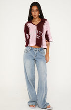 Golden Getaway Crochet Jersey Berry/Pink Stripe