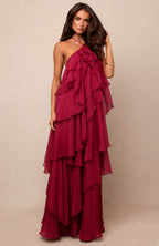 Golden Waves Maxi Dress Fuchsia