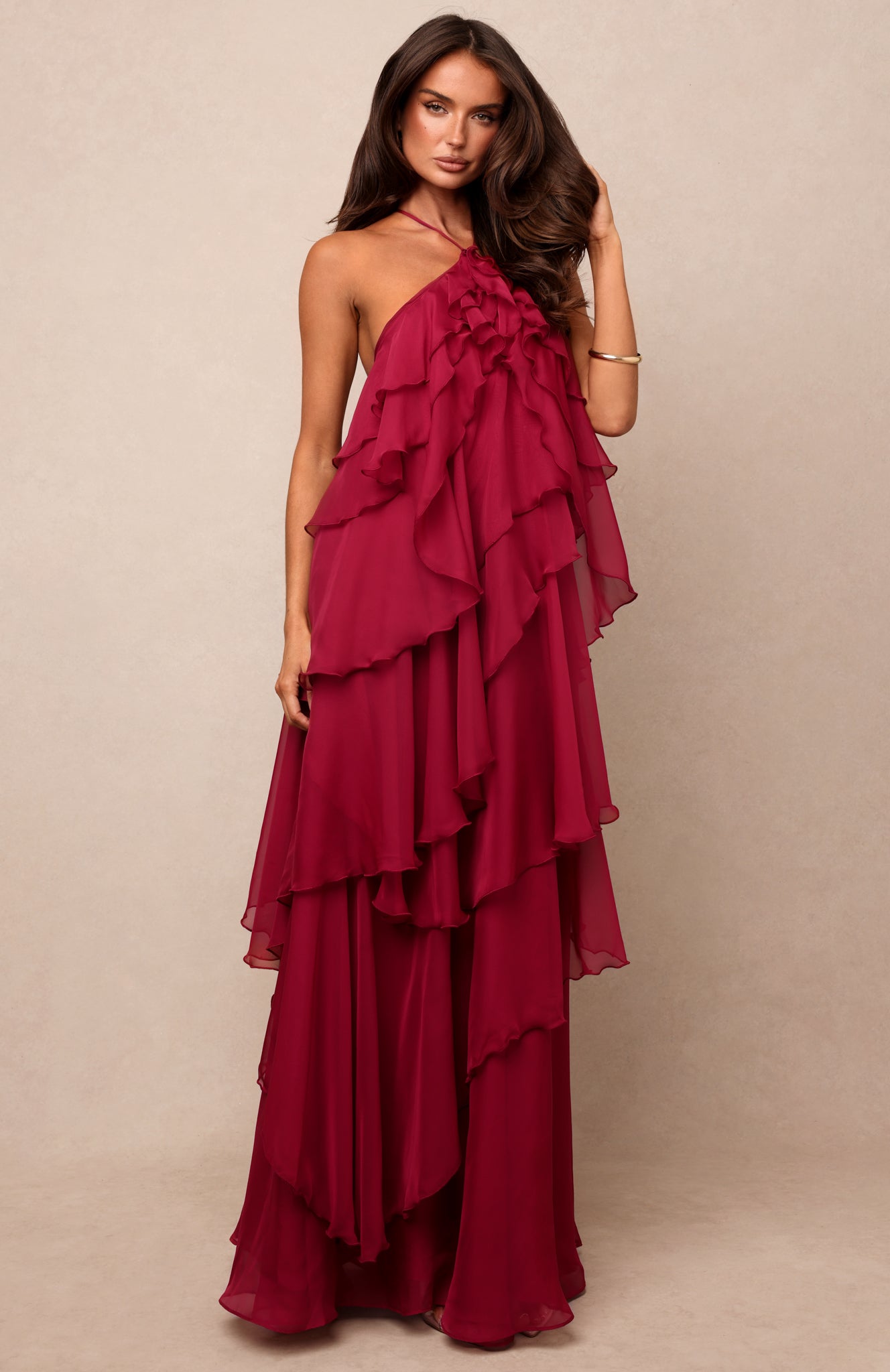 Golden Waves Maxi Dress Fuchsia