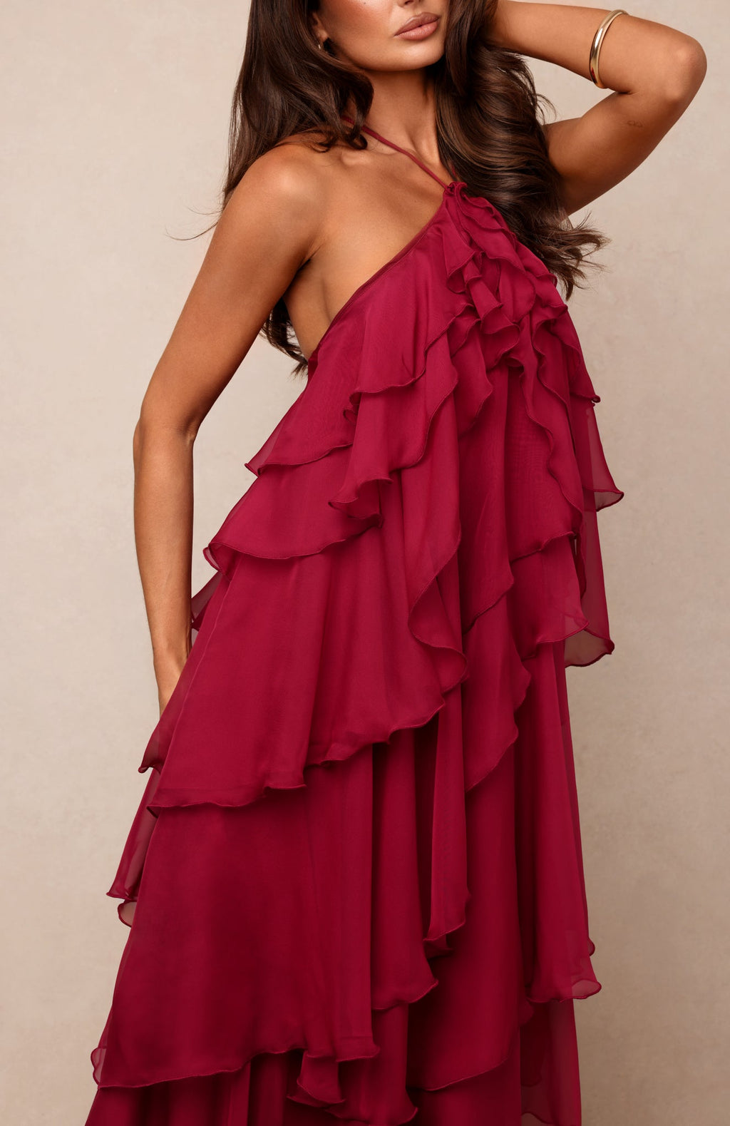 Golden Waves Maxi Dress Fuchsia