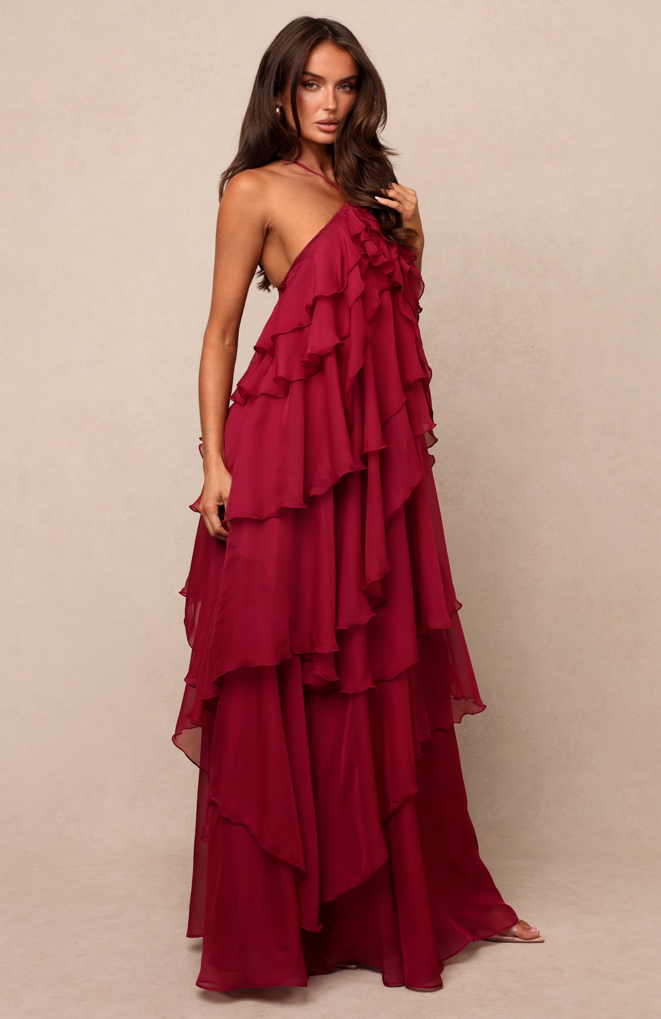 Golden Waves Maxi Dress Fuchsia