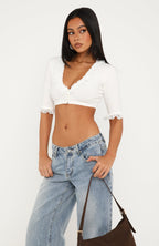 Hot And Flustered Cropped Knit Cardigan White