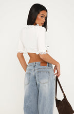 Hot And Flustered Cropped Knit Cardigan White