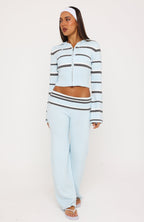 I Just Might Foldover Knit Pants Baby Blue Stripe