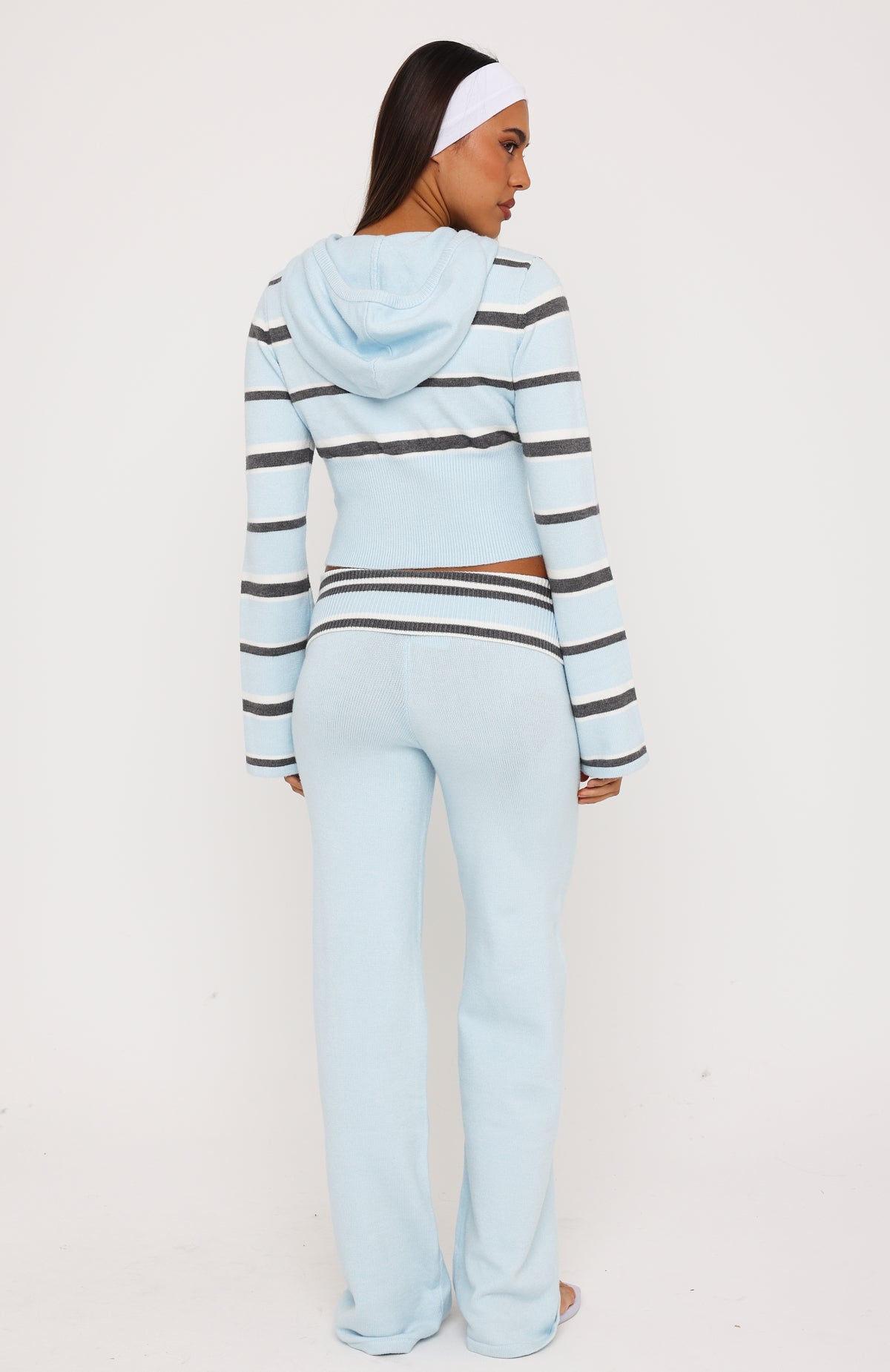 I Just Might Foldover Knit Pants Baby Blue Stripe