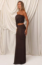 I'm Your Girl Strapless Maxi Dress Chocolate