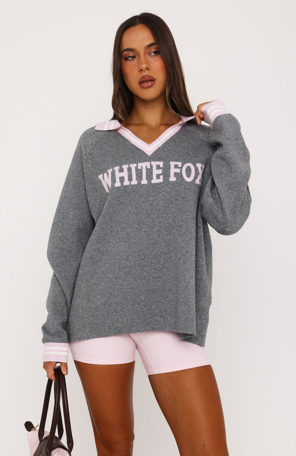 Illyria Knit Sweater Grey/Pink