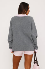Illyria Knit Sweater Grey/Pink