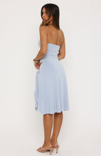 All Eyes Here Strapless Midi Dress Baby Blue