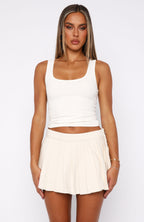 Ayla Denim Mini Skort Cream Wash