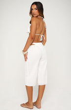 Barefoot Babe 3/4 Broderie Pants Off White