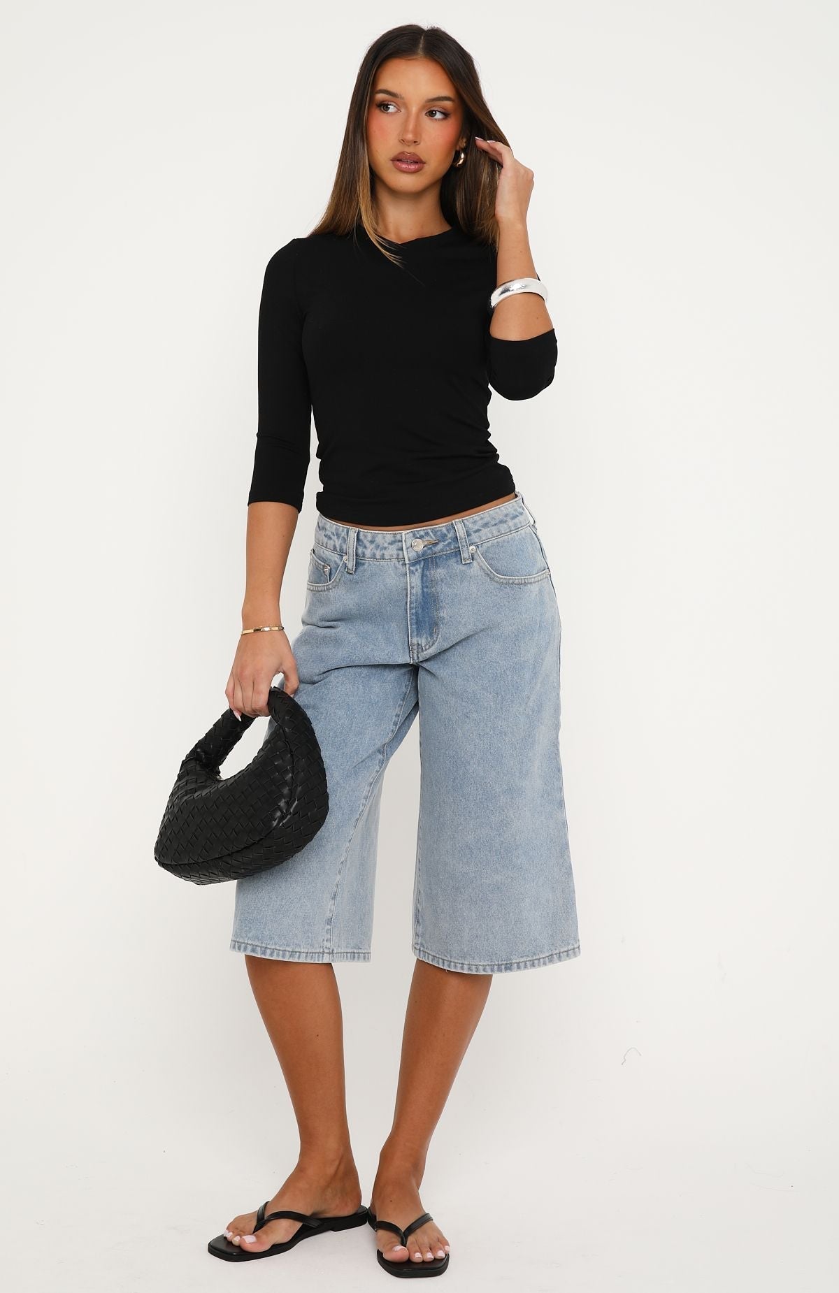 Missed Opportunity Mid Rise Denim Shorts Light Blue Wash