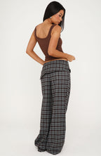 Where You Hold Me Pants Chocolate/Blue Plaid