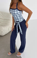 Learning To Love Tie Side Straight Leg Pants Navy