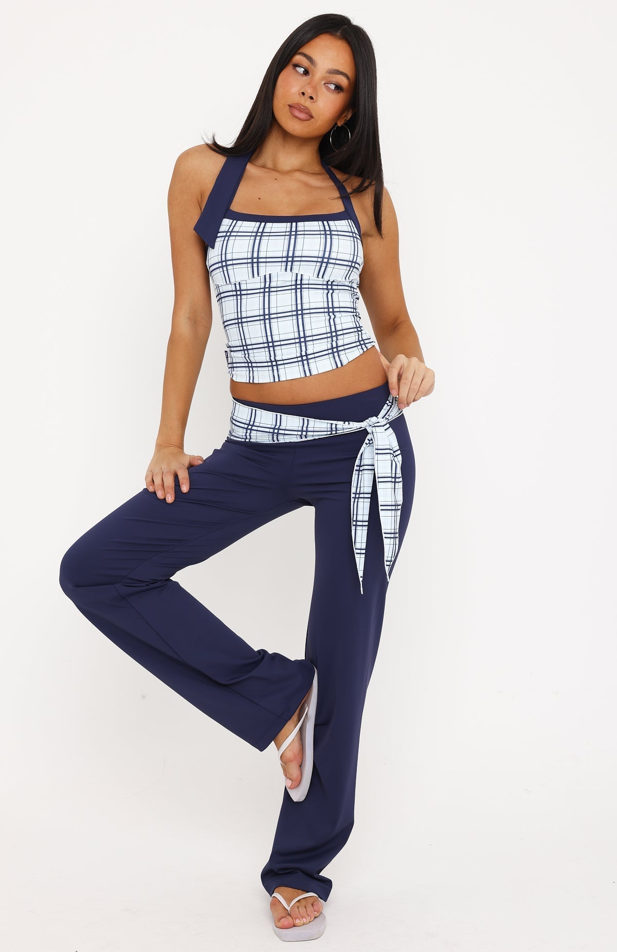 Learning To Love Tie Side Straight Leg Pants Navy