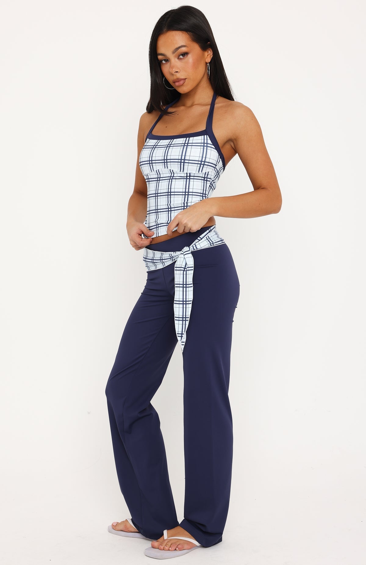 Learning To Love Tie Side Straight Leg Pants Navy
