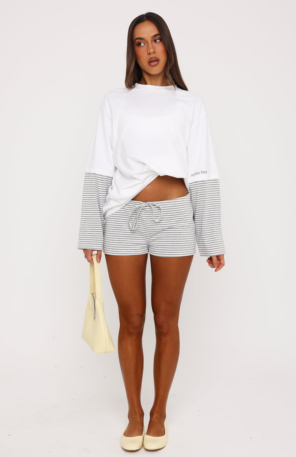Let's Take Our Time Long Sleeve Layered Tee White