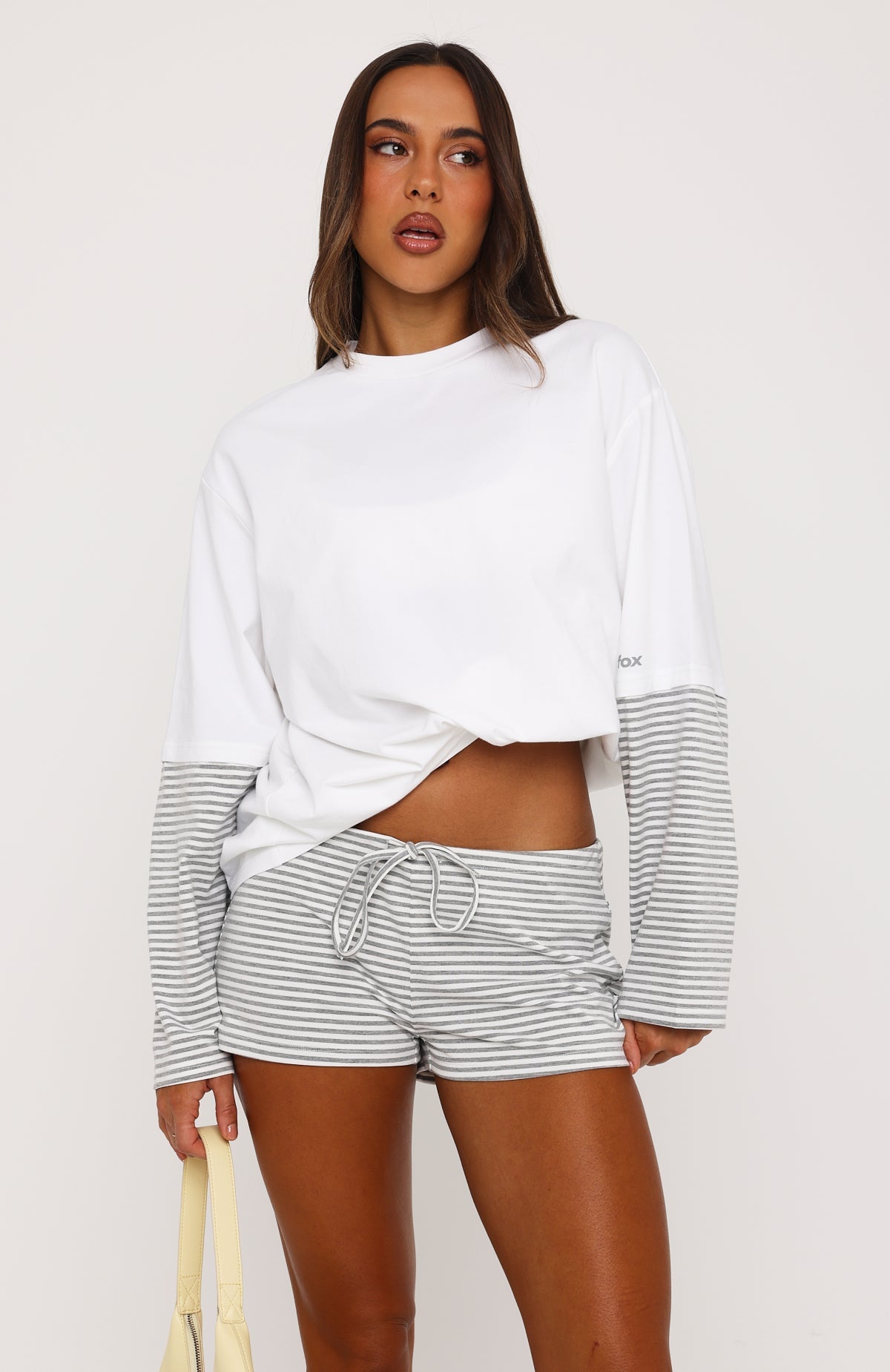 Let's Take Our Time Long Sleeve Layered Tee White