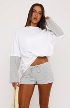 Let's Take Our Time Relaxed Shorts Grey Stripe