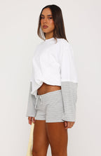 Let's Take Our Time Relaxed Shorts Grey Stripe