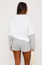 Let's Take Our Time Long Sleeve Layered Tee White
