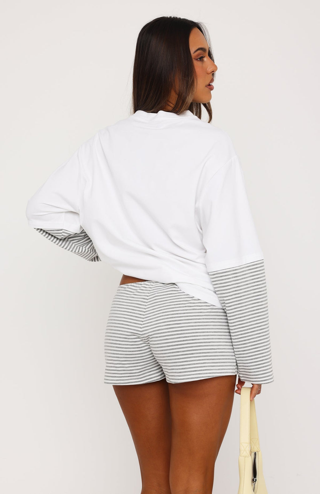 Let's Take Our Time Relaxed Shorts Grey Stripe