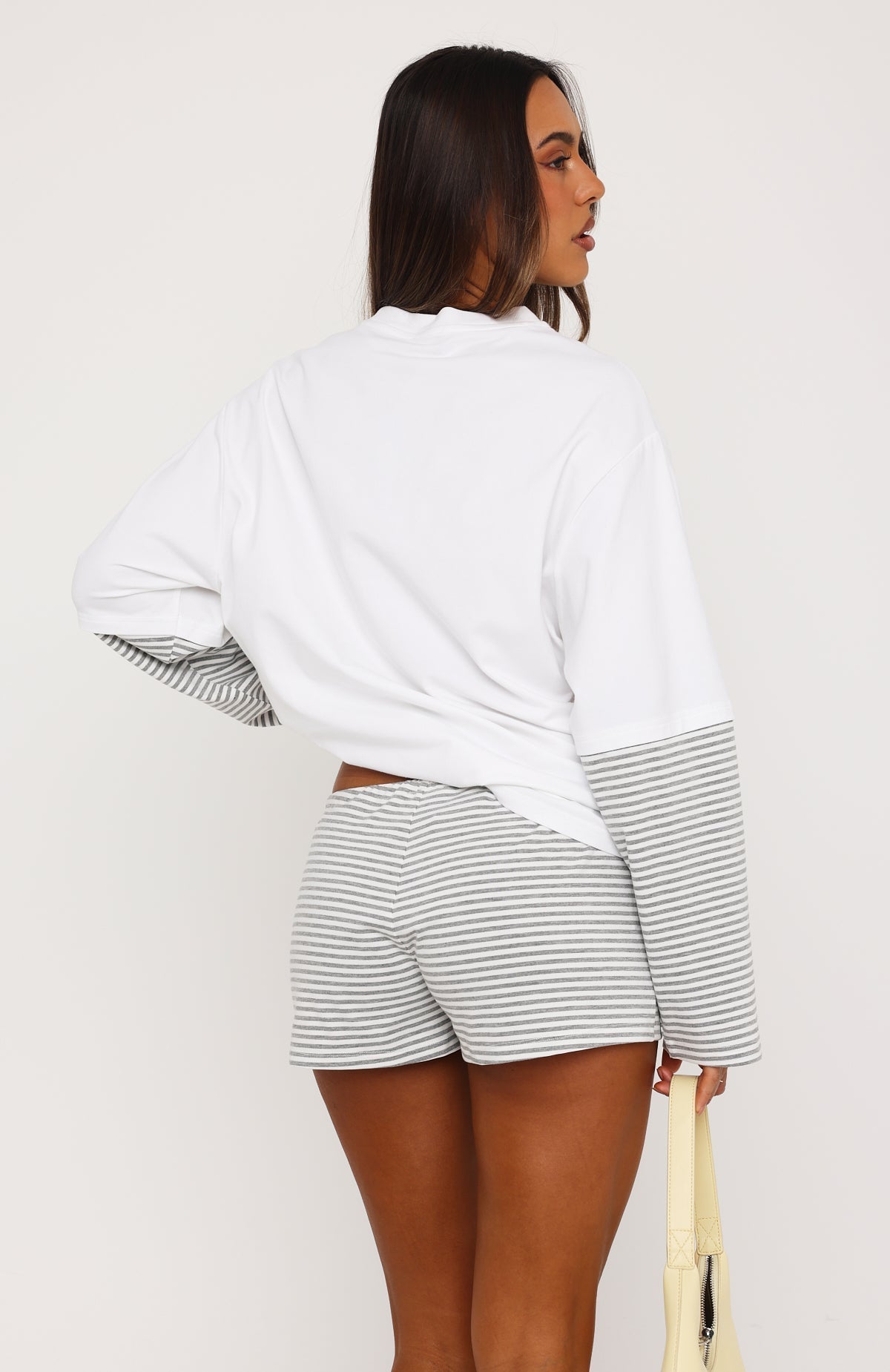 Let's Take Our Time Relaxed Shorts Grey Stripe