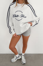 Lights Are Shining Oversized Drop Shoulder Sweater Grey Marle